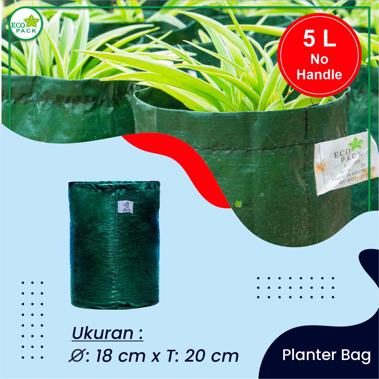 Eco Pack Planter Bag 5 Liters HDPE No Handle